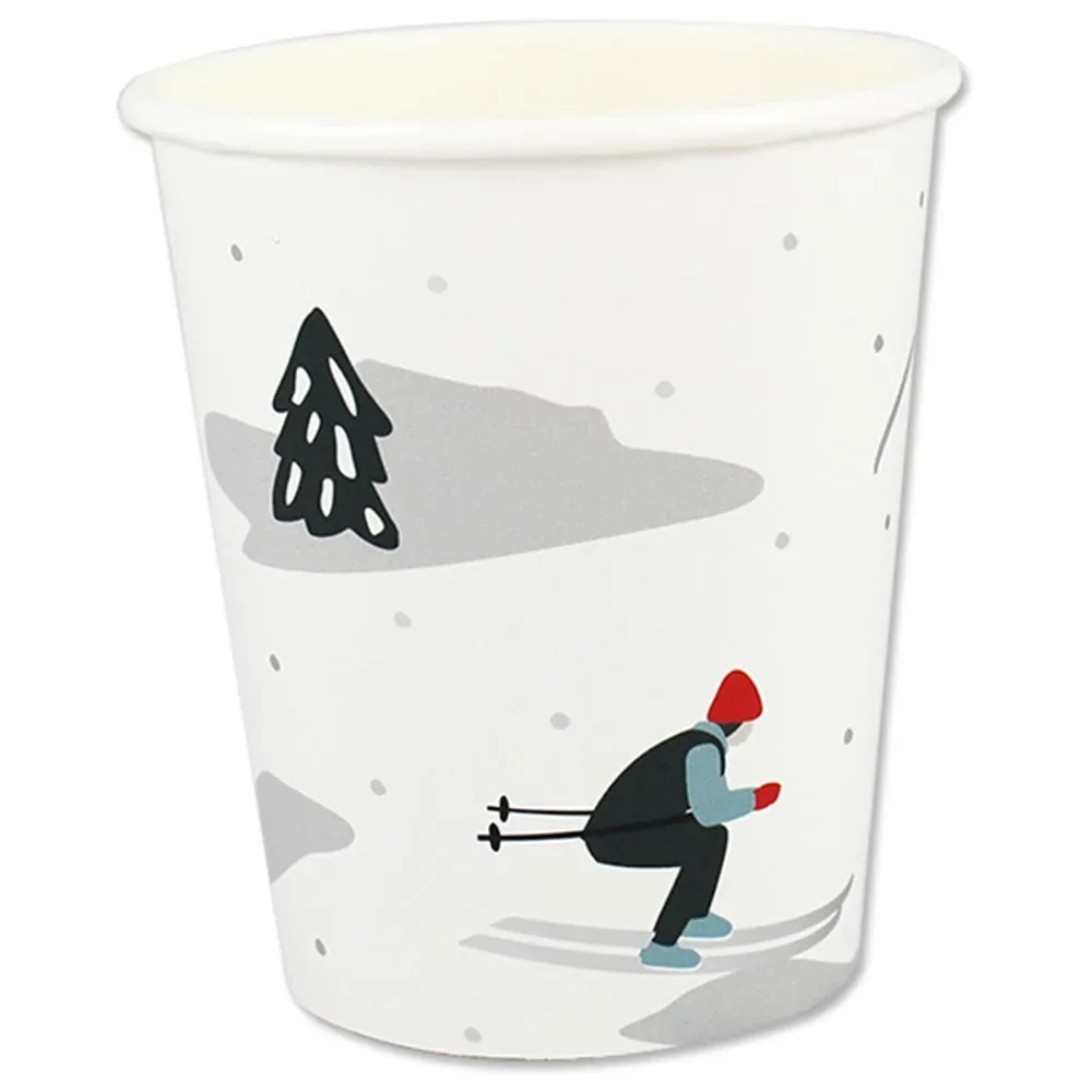 "Ava & Yves paper cup set ski driver image"
