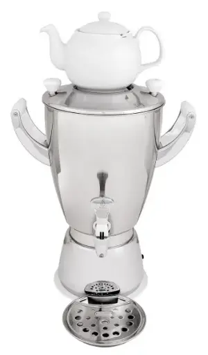 "Samovar with tea maker, Russian electric tea kettle - Odette Blanc image"