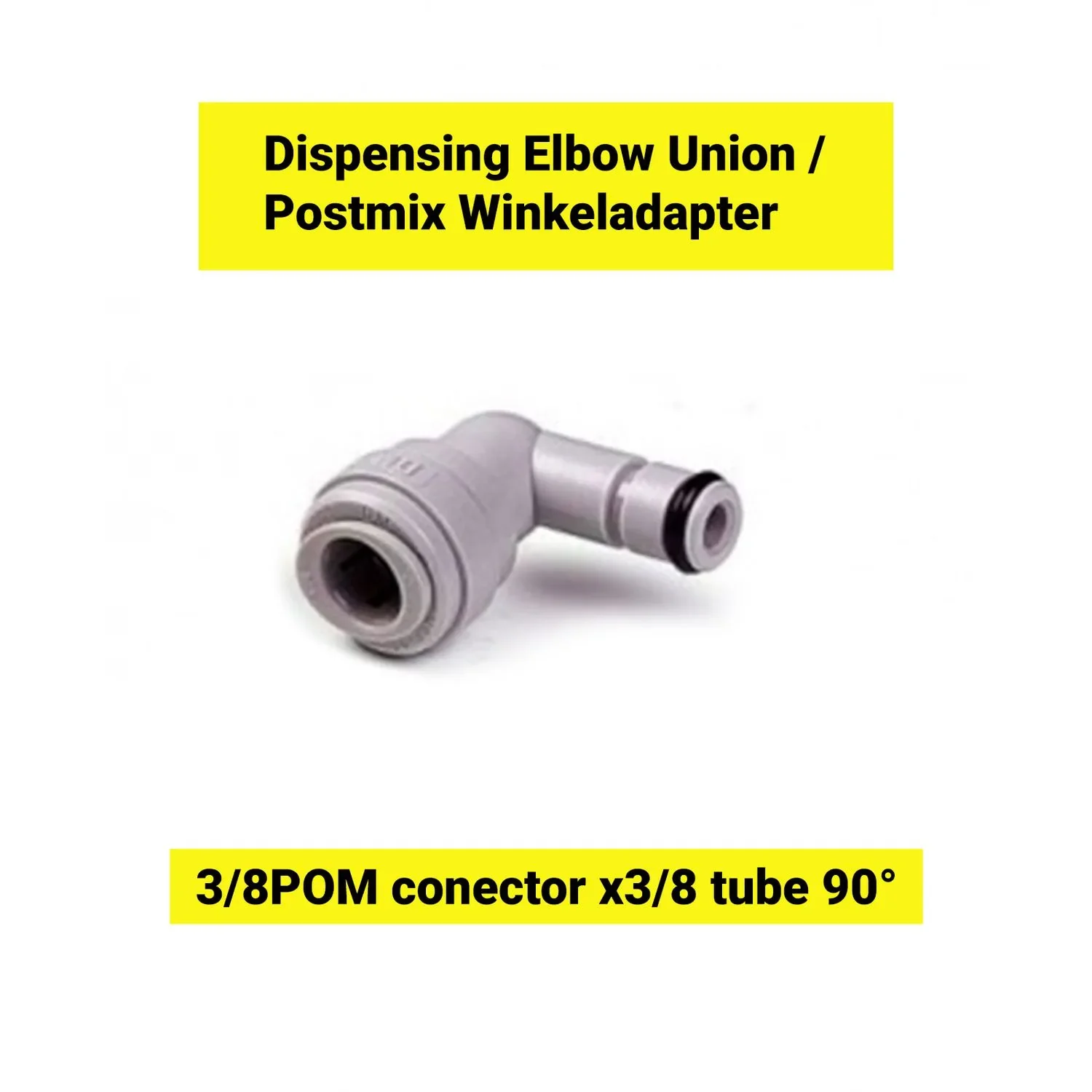 "Postmix angle adapter 3/8POM connector x 3/8 tube 90° image"