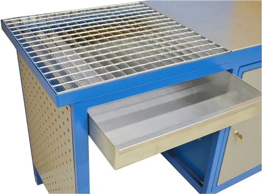 "Welding workbench SW 1200/600 door lockable, welding grate with tray image"