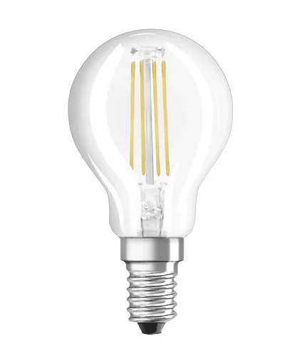 "LED STAR FILAMENT drop lamp with 4 watts, E27, cool white, clear image"