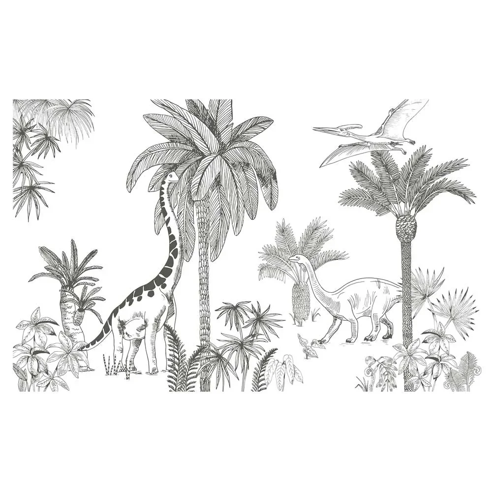 Lilipinso fleece mural dinosaurs with palm trees