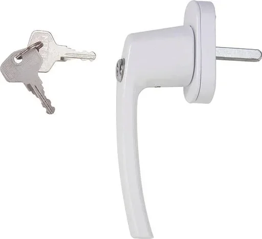 "Window handle, lockable, with 2 keys, color white image"