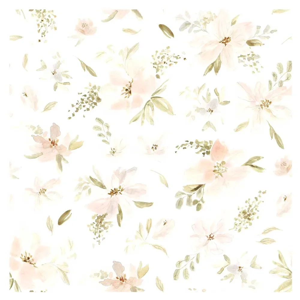 "Lilipinso fleece wallpaper large flowers apricot green image"