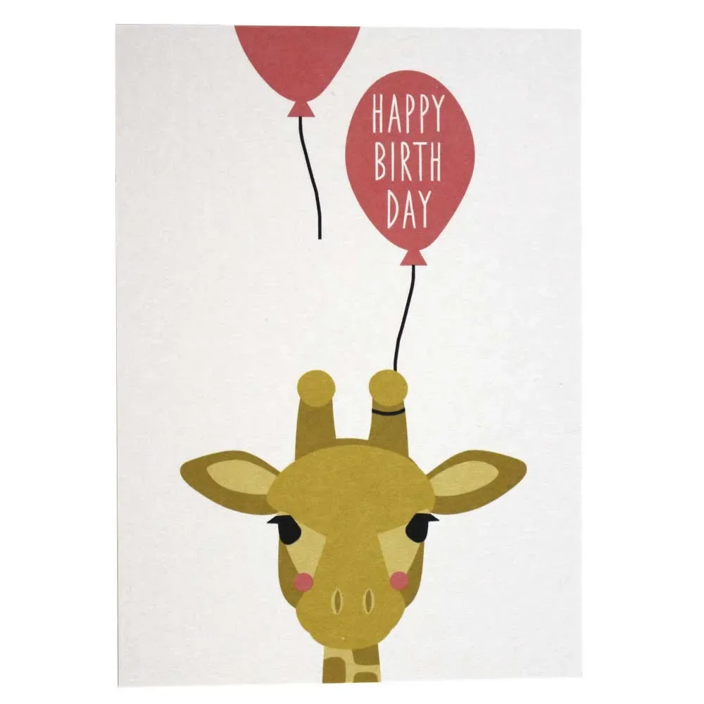 "Ava & Yves postcard birthday giraffe image"