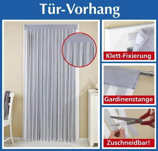 "Door curtain grey-white image"