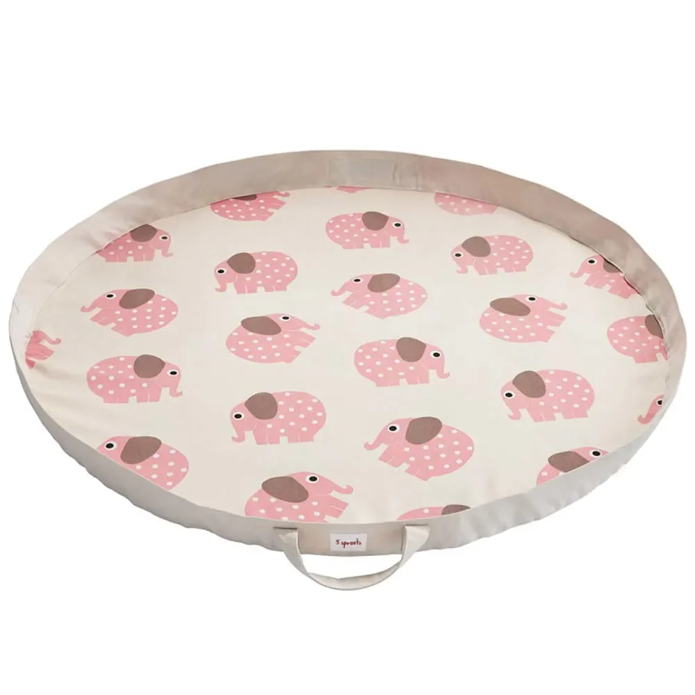 "3 Sprout's play mat / toy bag elephant pink image"