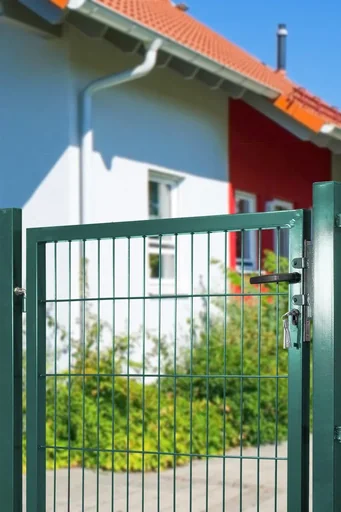 "Single-leaf garden gate for double-rod fence panels, green, 120 cm high x 100 cm wide image"