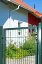 Garden gate for double-rod fence panels, green, single-leaf, 100 cm high x 100 cm wide