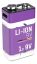 Lithium Ion 9V E-Block Battery USB-C 1 piece, safety shutdown
