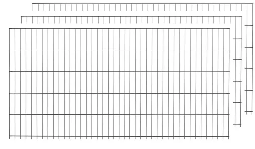 "Double rod welded fence panel set anthracite 3 pieces each 83 cm x 200 cm image"