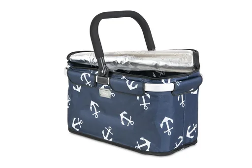 "Thermo shopping basket "Falko", navy blue with white anchors, 25 liters image"