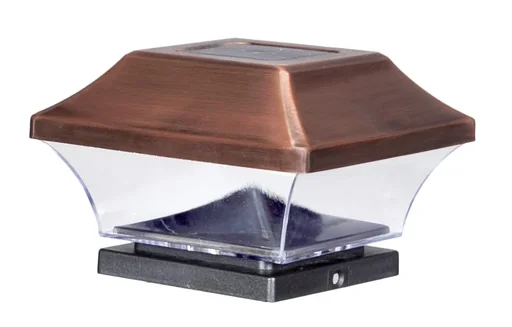 "Solar copper fence post lights image"