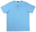 T-shirt with button placket, color blue/melange, size 2XL