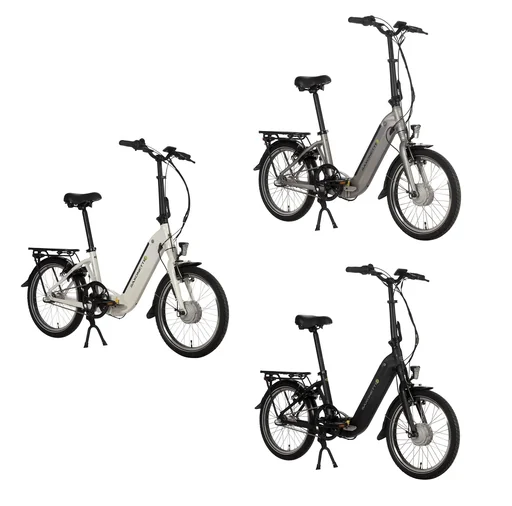 "Unisex E-folding bike, 20 inches, frame height 33 cm, 3-speed hub gear, matte silver, Sylt image"