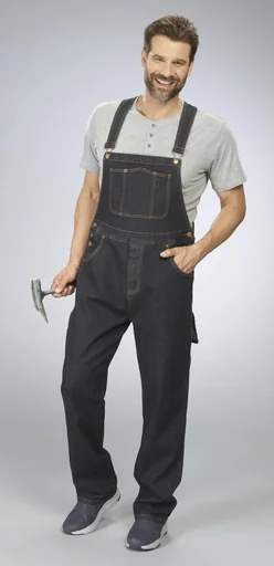 "Stretch dungaree jeans, color black, size 25 image"