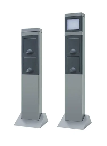 "Garden socket column 2-way with LED lighting, aluminum image"