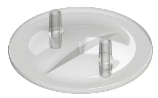 "Milking pail lid flat, transparent with 2 nozzles, 13mm ID / 17mm OD image"
