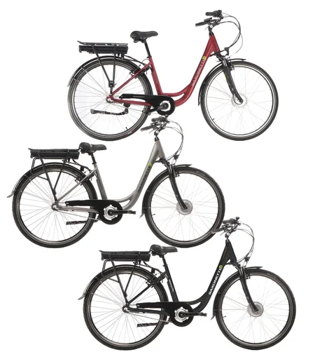 "Unisex City E-Bike 28 inches, frame height 45 cm, 3-speed hub gear, Bordeaux matte, Berlin image"