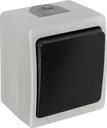 Surface-mounted damp room earthed socket 1-way with hinged cover, 2-pole