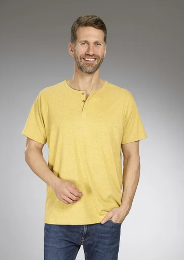 "T-shirt with button placket, color yellow, size 2XL image"
