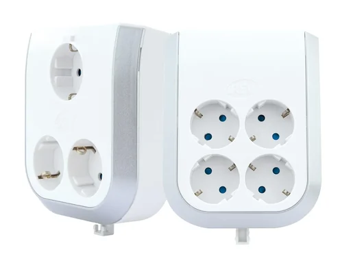"3-way socket extension in elegant design with child protection image"