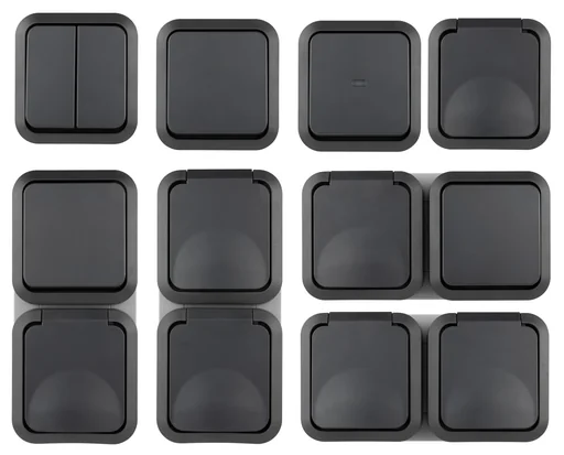"Surface-mounted damp-room control switch with glow lamp IP55 image"