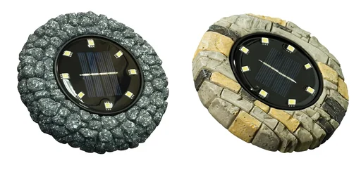 "Solar ground spotlights, stone design, grey, set of 2 image"