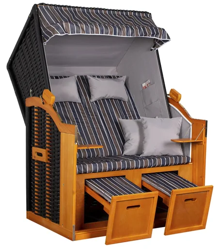 "Beach chair "Baltic Sea" striped anthracite/brown image"