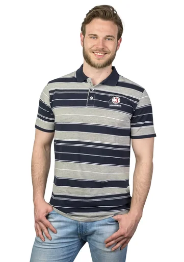 "Polo shirt with button placket, navy striped, size 3XL image"