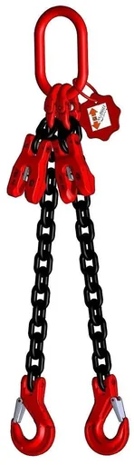 "2-strand chain GK8, with clevis hook and shortening 8 mm, 2 m long image"