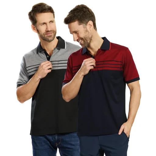 "Buttoned polo shirt, color black/grey, size M image"