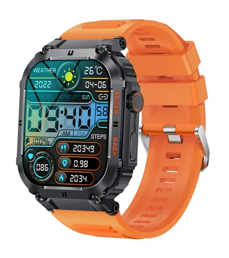 "Bluetooth Smartwatch with heart rate, blood pressure and blood oxygen measurement, orange image"