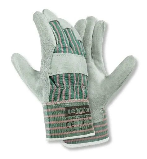 "Cowhide split leather gloves Taunus green/red size 11 image"