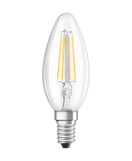"LED STAR FILAMENT candle with 4 watts, E14, cool white, clear image"