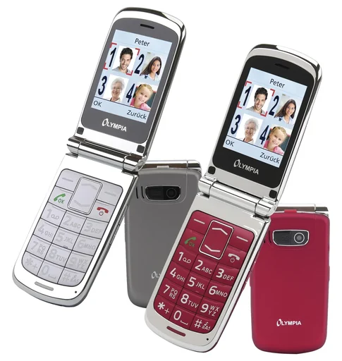 "Large button clamshell phone in red image"