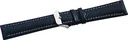 Leather strap black & white quilted seam 180 mm long lug width 18 mm