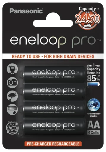 "Eneloop Pro Mignon (AA) NiMH rechargeable batteries with 2500mAh - 4 pieces image"