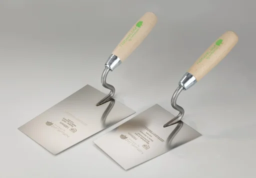 "Bricklayer's trowel, S-neck, 160mm, stainless steel, natural wood handle image"