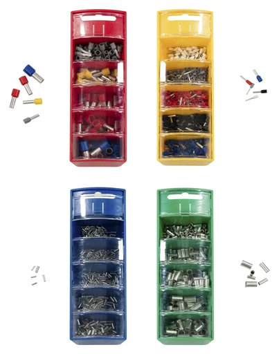 "Wire end ferrules assortment in slide box green, 4-16mm², bare tinned image"