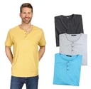 T-shirt with button placket, color blue/melange, size L