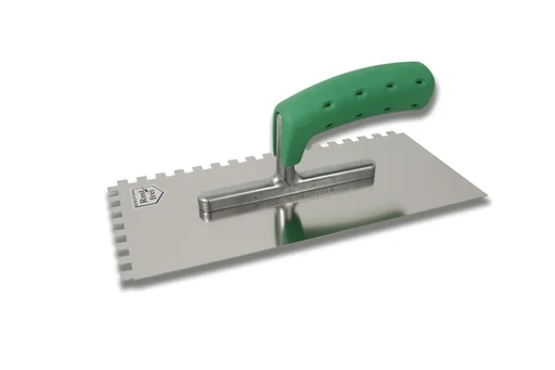 "Smoothing trowel, stainless steel with soft grip, serrated, 8 x 8 mm image"