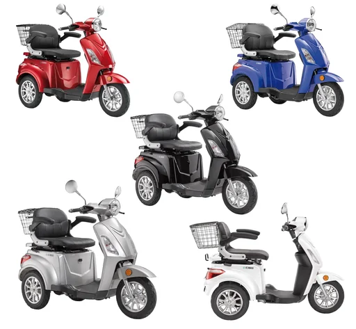 "Luxxon E3800 electric tricycle, 20 km/h (moped class), no helmet requirement, blue image"