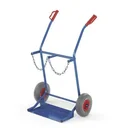 Steel cylinder trolley with solid rubber tires 250 mm for 2 large cylinders