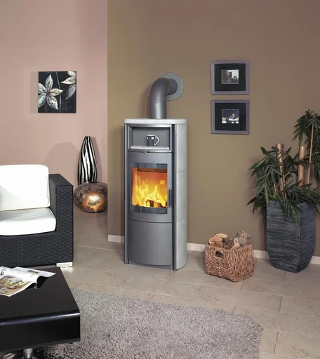 "Nika ECOplus (5 kW) meteor-black wood-burning stove, continuous burning, 3-in-1 comfort control image"