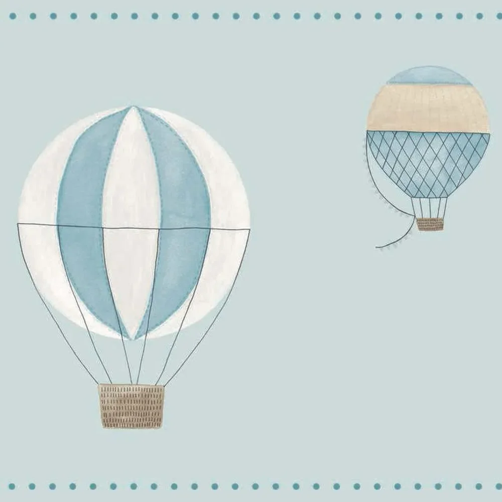 Casadeco My Little World border hot air balloons blue brown