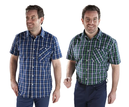 "Casual shirt, short sleeve, checked design, color-sorted, size 41/42 image"