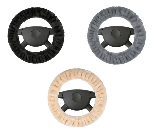 "Steering wheel cover "Teddy" made of faux fur, beige image"