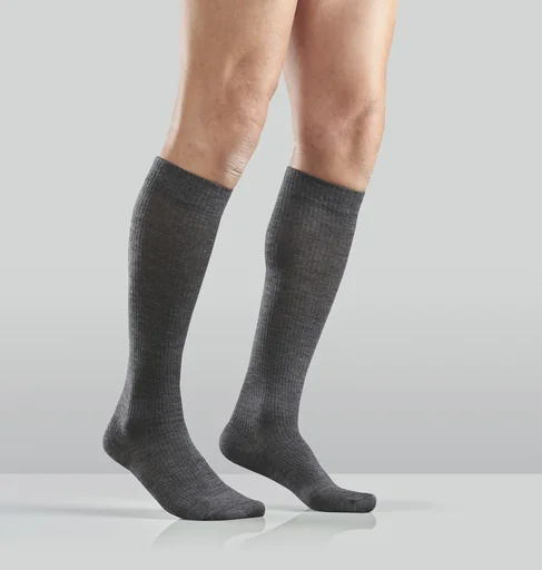 "Support knee socks made of virgin wool, 2 pairs, size 45-47, wool grey image"