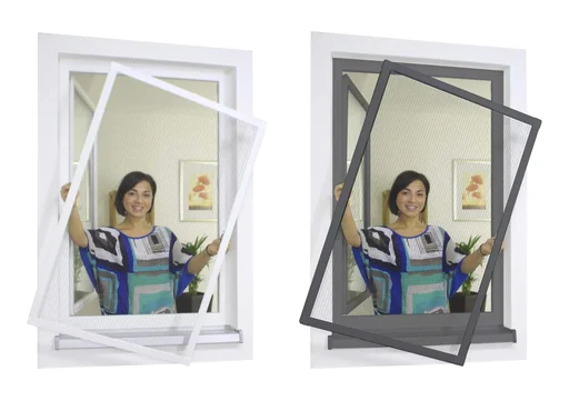 "Premium insect screen frame set for windows 120 x 150 cm, white image"